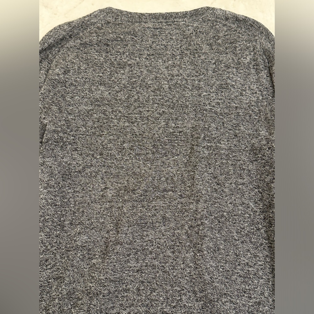 Superdry Men's V-Neck Sweater in Charcoal Gray with Orange Trim - Picture 9 of 12